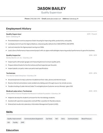 Resume example 2