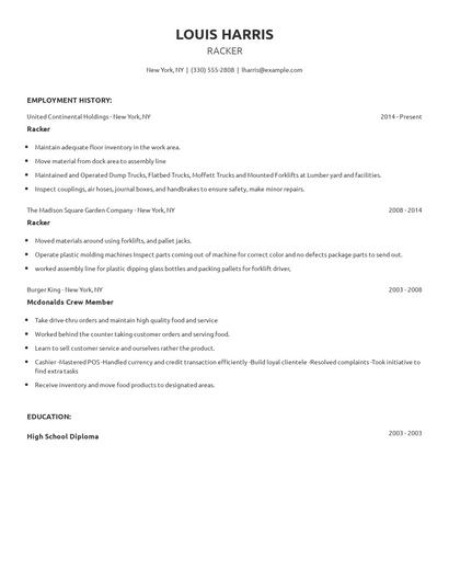 Racker Resume