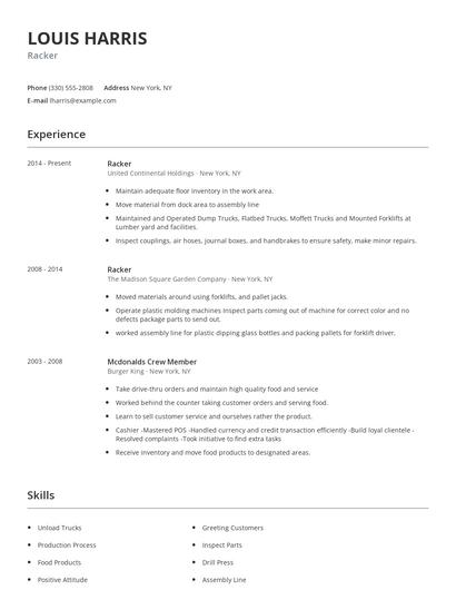 Racker Resume