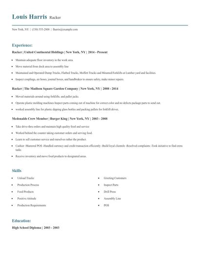 Racker Resume
