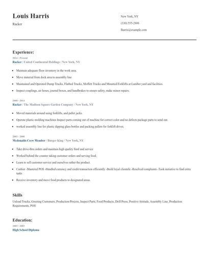 Racker Resume