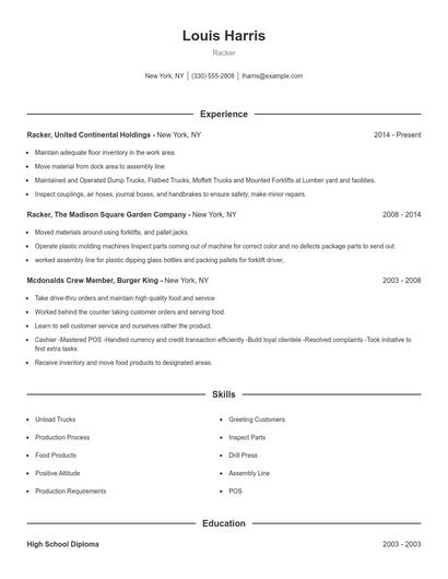 Racker Resume