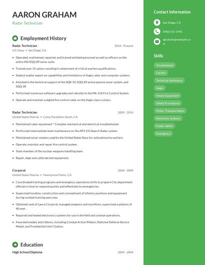 Radar Technician Resume