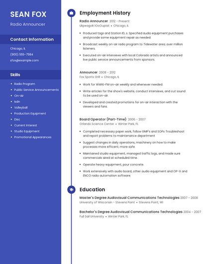 Radio Announcer Resume