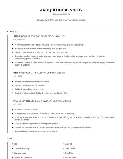 Radio Assembler Resume
