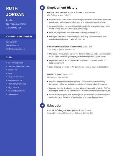 Radio Communication Coordinator Resume