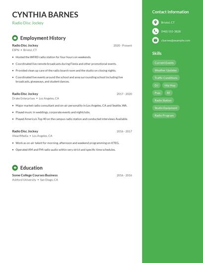Resume example 5