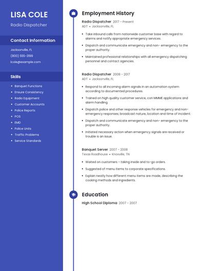 Radio Dispatcher Resume