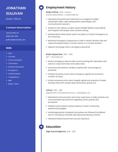 Radio Officer Resume