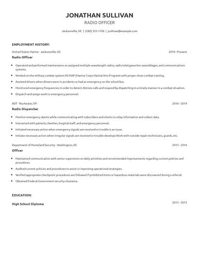 Radio Officer Resume