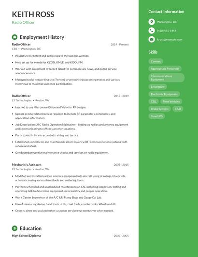 Radio Officer Resume