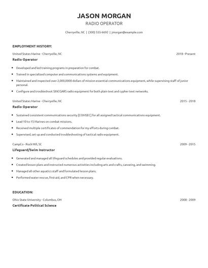 Radio Operator Resume