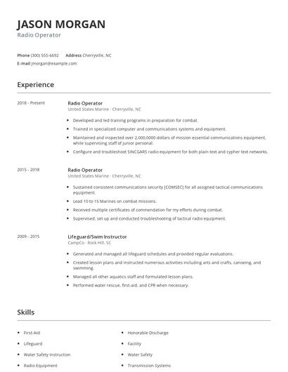 Radio Operator Resume