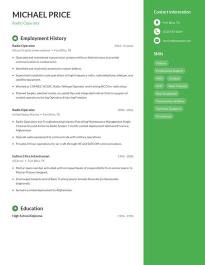 Radio Operator Resume