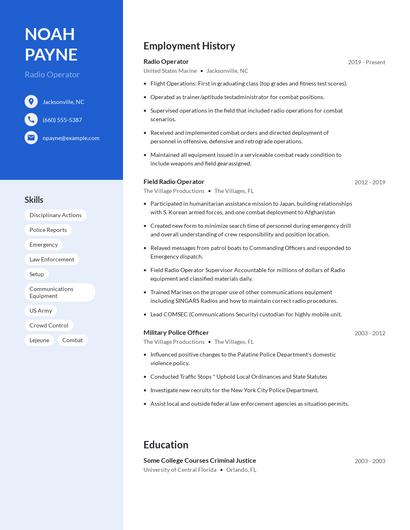 Radio Operator Resume
