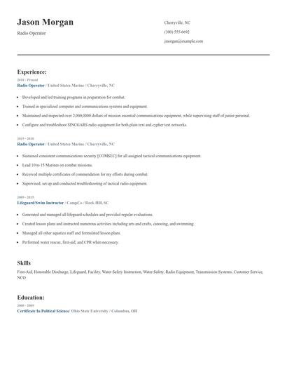Radio Operator Resume