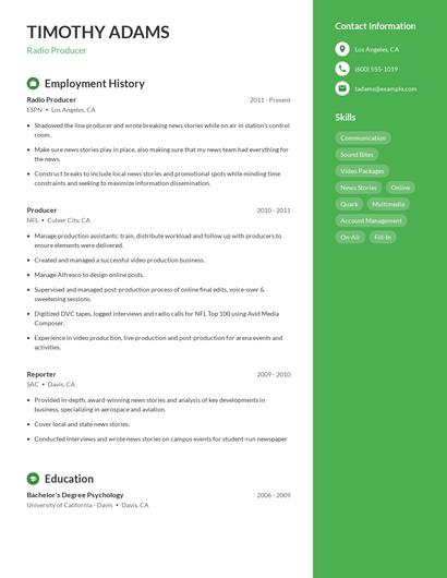 Radio Producer Resume