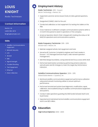 Radio Technician Resume