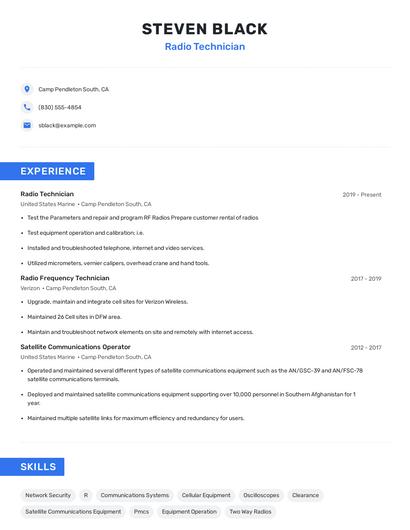 Radio Technician Resume