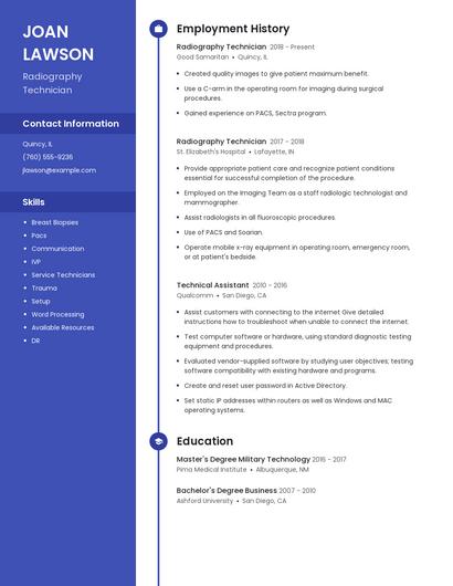 Radiography Technician Resume