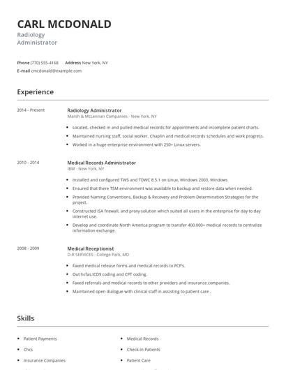 Radiology Administrator Resume