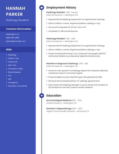 Radiology Resident Resume