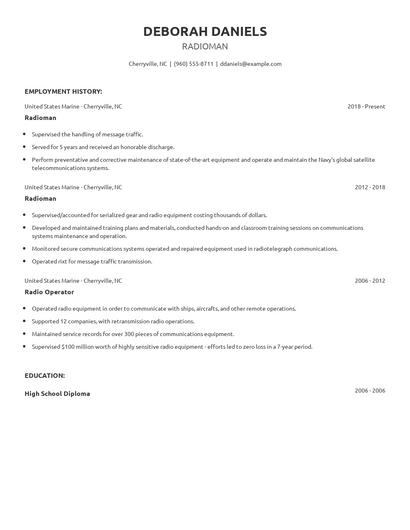 Radioman Resume