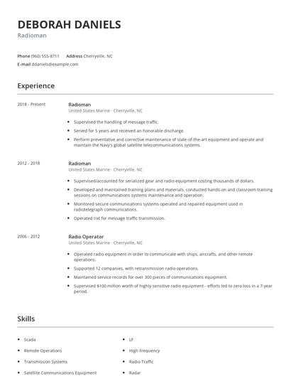 Radioman Resume