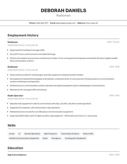 Radioman Resume