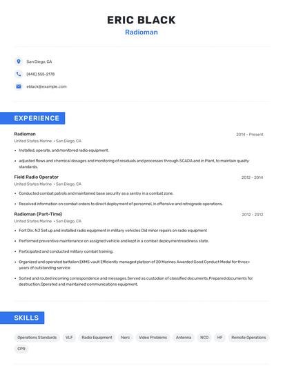 Radioman Resume