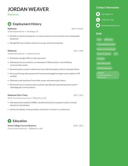 Radioman Resume
