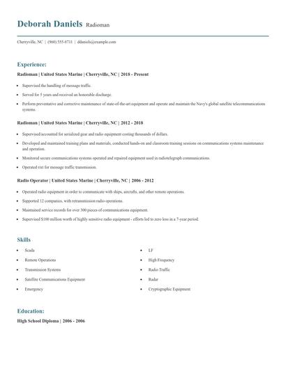 Radioman Resume