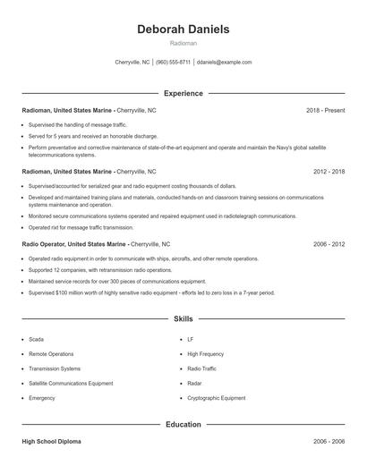 Radioman Resume