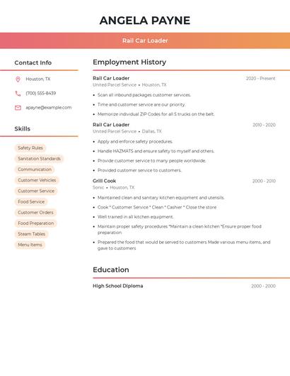 Rail Car Loader Resume