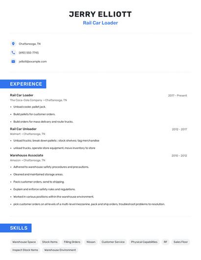 Rail Car Loader Resume