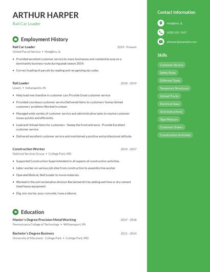 Rail Car Loader Resume