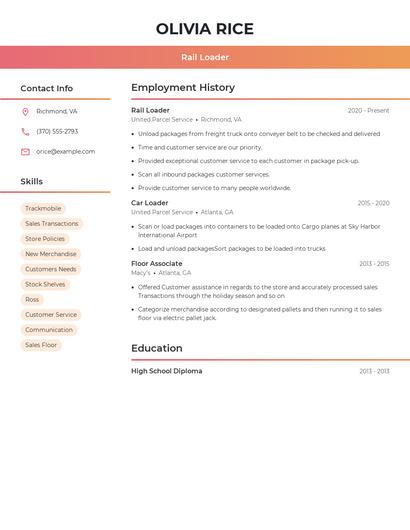 Rail Loader Resume