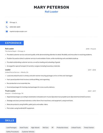 Rail Loader Resume