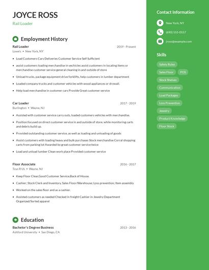 Rail Loader Resume