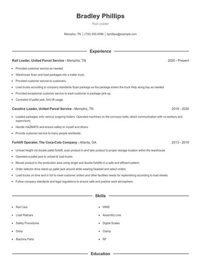 Rail Loader Resume