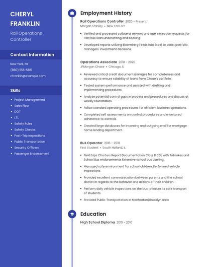 Rail Operations Controller Resume