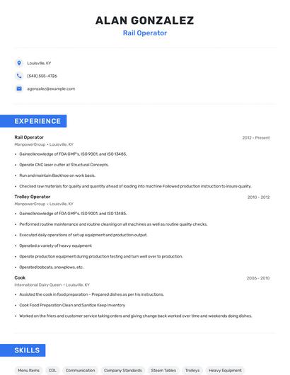 Rail Operator Resume