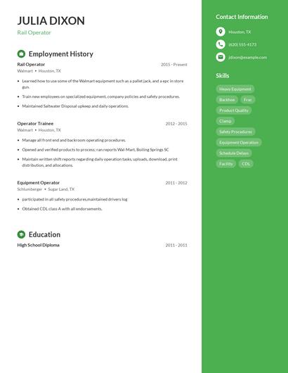 Rail Operator Resume