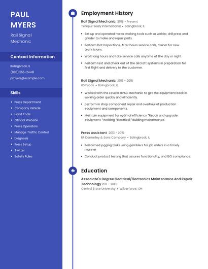 Rail Signal Mechanic Resume
