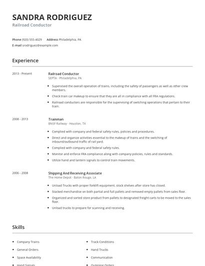 Railroad Conductor Resume