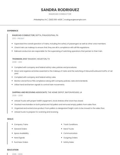 Railroad Conductor Resume