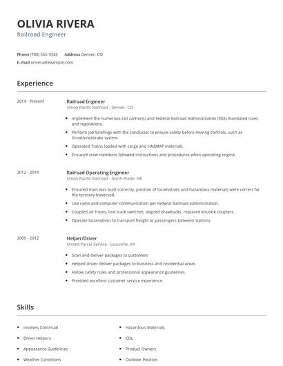 Railroad Engineer Resume