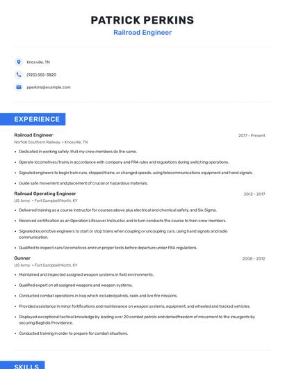 Railroad Engineer Resume