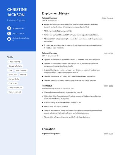 Railroad Engineer Resume