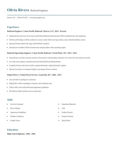 Railroad Engineer Resume